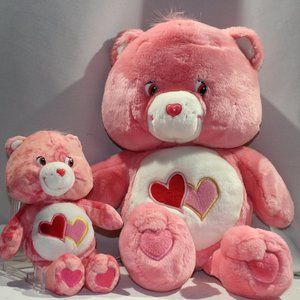 set of 2 Care Bears, Love A Lot Bear, one is approx 20" tall